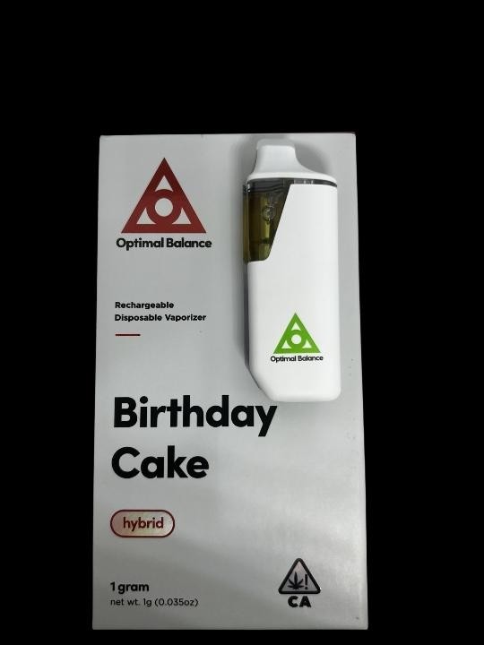 Optimal Balance (Hybrid) Flavor Birthday Cake 85.63% THC .24% CBD 1 GRAM 