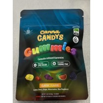 Canna Candys Gummy Bag "Live Resin" Classic Flavors 1000mg THC (10 Count 100mg Per Gummy)
