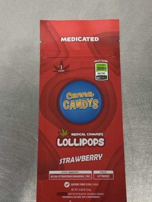 Canna Candys Lollipops Strawberry 300 mg THC