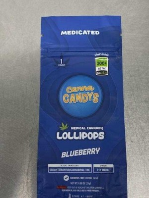 Canna Candys Lollipops Blueberry 300 mg THC