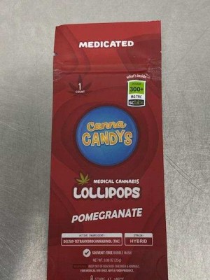 Canna Candys Lollipops Pomegranate 300 mg THC