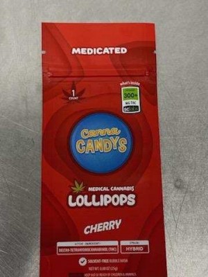Canna Candys Lollipops Cherry 300 mg THC