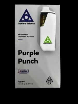 Optimal Balance (Indica) Flavor Purple Punch 84.91% THC .22% CBD 1 GRAM 